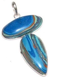 Mosaic Jasper Gemstone 925 Sterling Silver Handcrafted Pendant Necklace